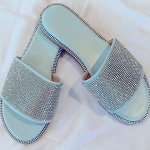 Blue rhinestone flats, a season must have
